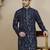 Blue embroidered silk blend kurtas for men
