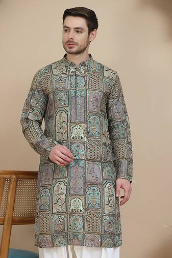 Multicolor embroidered kurtas for men