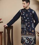 Blue floral embroidered and sequins kurtas for men
