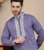 Purple embroidered kurtas for men