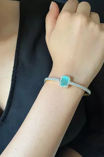 Elegant mint & cz stone openable bracelet