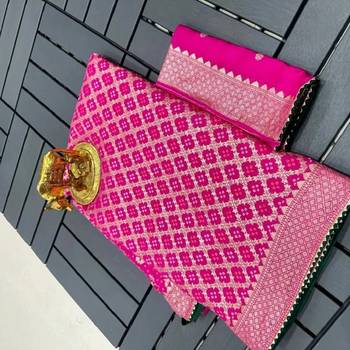 Hot Pink Kolkata Viscose Gharchola Saree 3