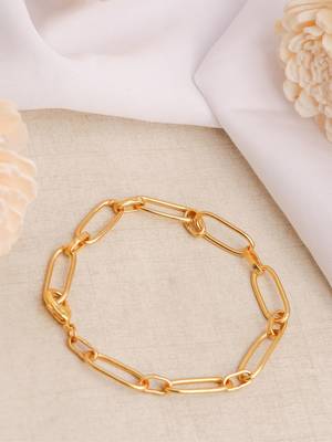 Paper clip chain bracelet - gold plated 3