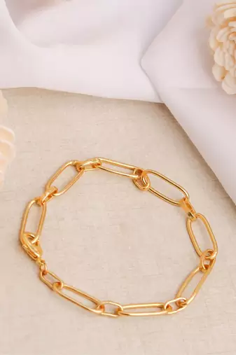 Paper clip chain bracelet - gold plated