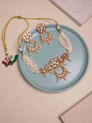 White kundan polki choker necklace set 3