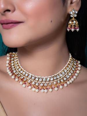 Kundan polki choker necklace set 2