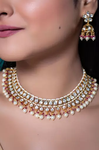 Kundan polki choker necklace set