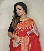 Red Munga Art Silk Designer Saree