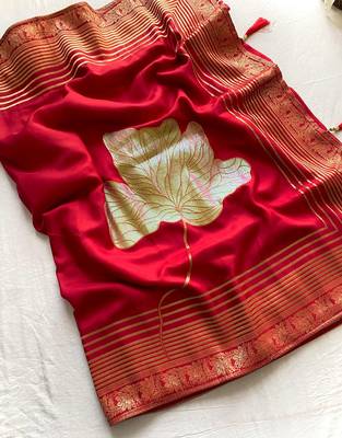 Red Munga Art Silk Designer Saree 5