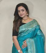 Blue Munga Art Silk Designer Saree