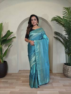 Blue Munga Art Silk Designer Saree 2