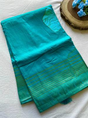 Blue Munga Art Silk Designer Saree 4