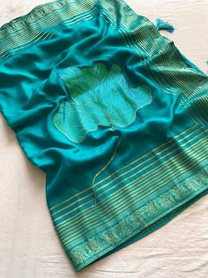 Blue Munga Art Silk Designer Saree 5