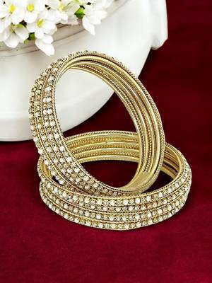 9blings set of 8 gold plated cz beads studded bangle set 1