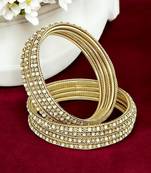 9blings set of 8 gold plated cz beads studded bangle set