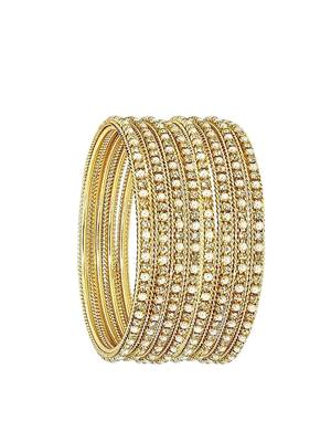 9blings set of 8 gold plated cz beads studded bangle set 4