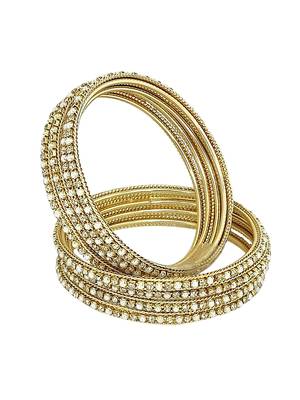 9blings set of 8 gold plated cz beads studded bangle set 5