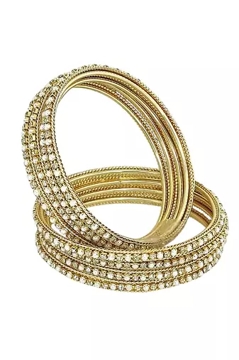 9blings set of 8 gold plated cz beads studded bangle set