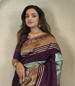 Dark Purple Munga Art Silk Saree