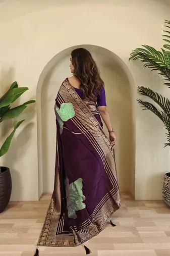 Dark Purple Munga Art Silk Saree