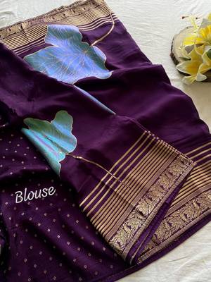 Dark Purple Munga Art Silk Saree 5