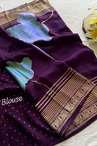 Dark Purple Munga Art Silk Saree