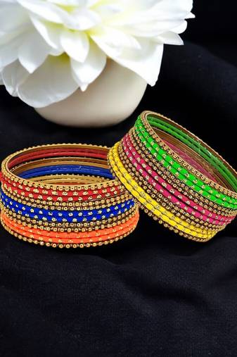 9blings multicolour ball chain metal style bangle set