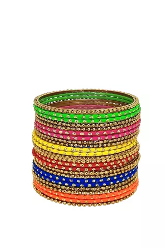 9blings multicolour ball chain metal style bangle set