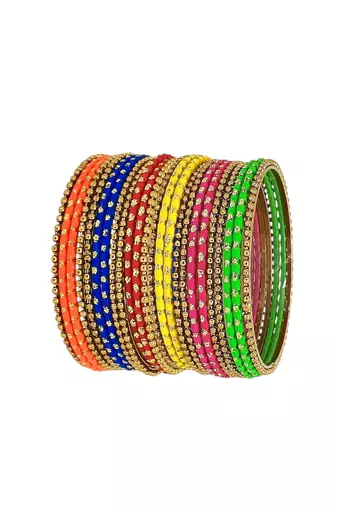 9blings multicolour ball chain metal style bangle set