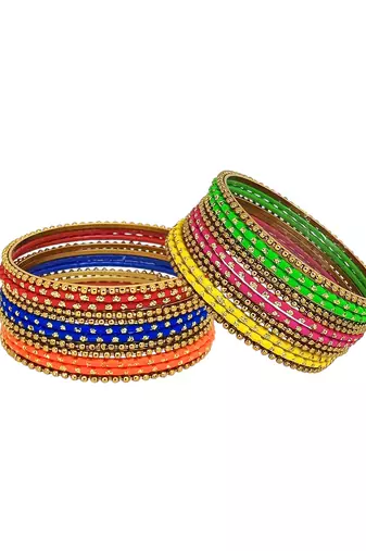 9blings multicolour ball chain metal style bangle set