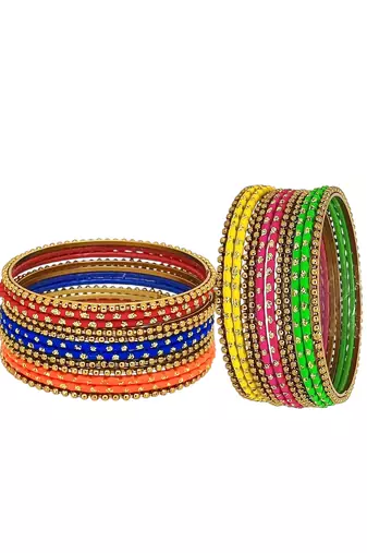 9blings multicolour ball chain metal style bangle set