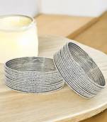 9blings set of 24 silver plated minimalist textured metal bangle set