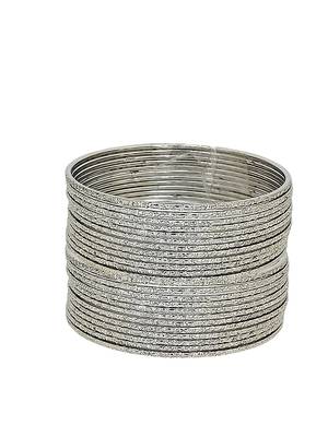9blings set of 24 silver plated minimalist textured metal bangle set 2