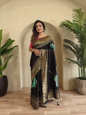 Black Munga Art Silk Designer Saree 2