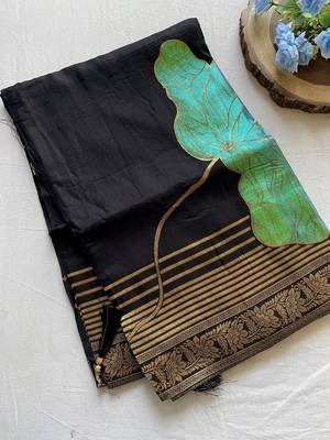 Black Munga Art Silk Designer Saree 4