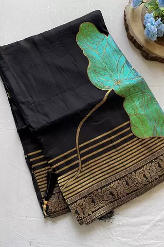 Black Munga Art Silk Designer Saree