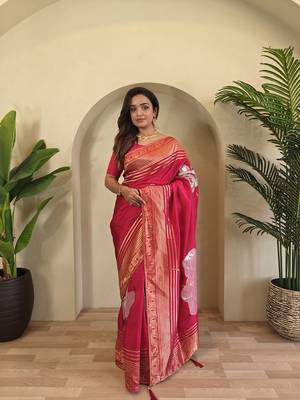 Pink Munga Art Silk Designer Saree 2