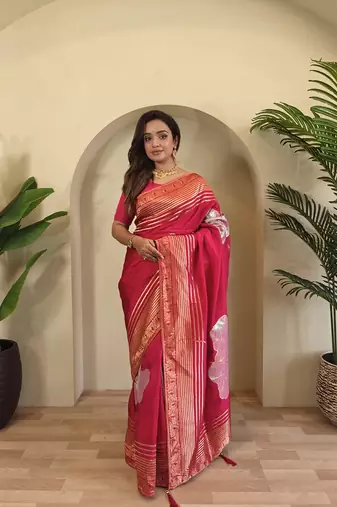 Pink Munga Art Silk Designer Saree