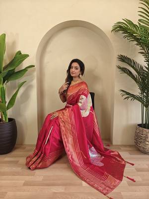 Pink Munga Art Silk Designer Saree 3