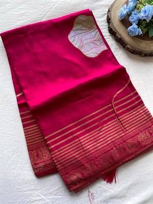 Pink Munga Art Silk Designer Saree 4