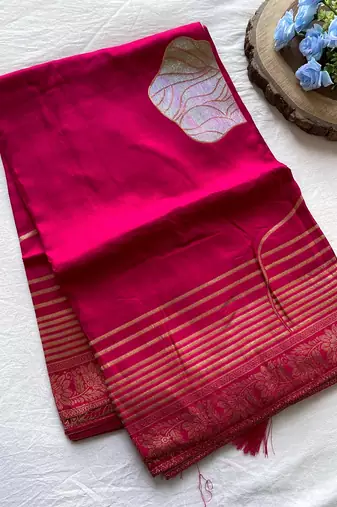 Pink Munga Art Silk Designer Saree