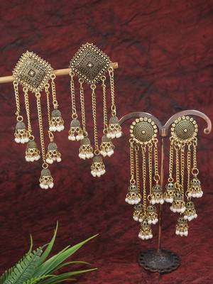I jewels traditional fancy lightweight ethnic jhumka earrings combo for women 1