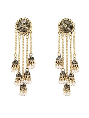 I jewels traditional fancy lightweight ethnic jhumka earrings combo for women 3