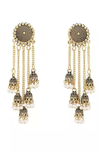 I jewels traditional fancy lightweight ethnic jhumka earrings combo for women