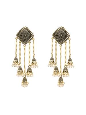 I jewels traditional fancy lightweight ethnic jhumka earrings combo for women 4