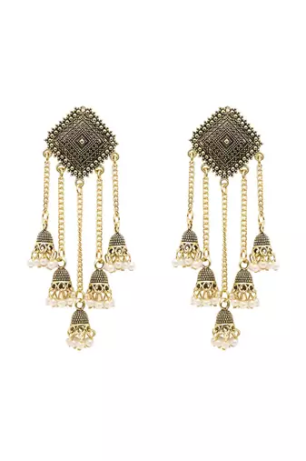 I jewels traditional fancy lightweight ethnic jhumka earrings combo for women