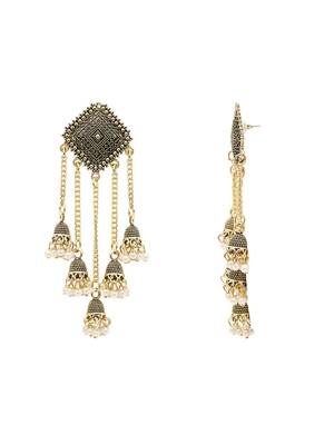 I jewels traditional fancy lightweight ethnic jhumka earrings combo for women 5