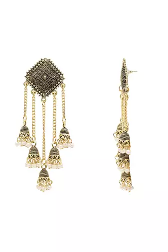 I jewels traditional fancy lightweight ethnic jhumka earrings combo for women