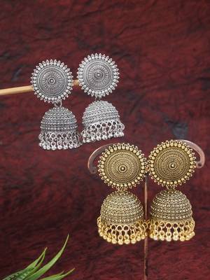 I jewels traditional fancy lightweight ethnic jhumka earrings combo for women 1