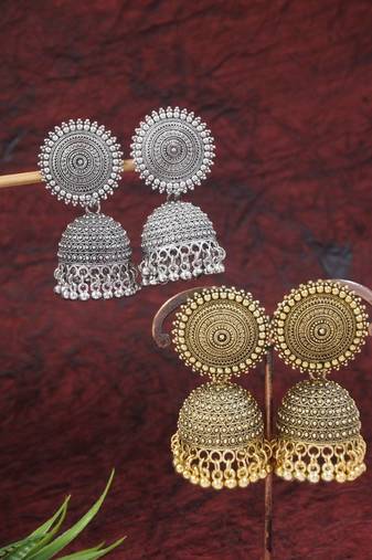 I jewels traditional fancy lightweight ethnic jhumka earrings combo for women